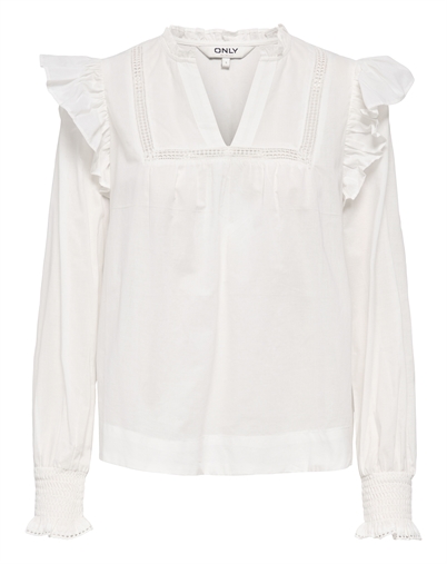 Only - ONLIdris Frill Tape Bluse - Cloud Dancer